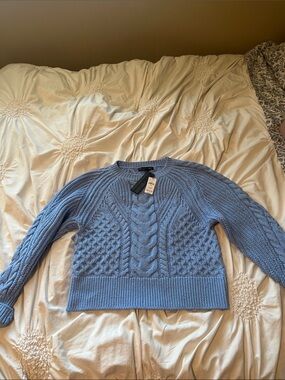 Banana Republic Light Blue Cable Knit Crewneck Sweater